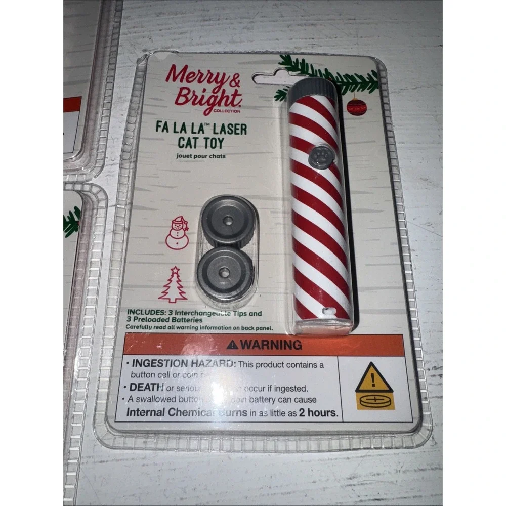 Lot‎ Of 3 Fa La La Laser Cat Toy Holiday Stripes 3interchangeable Tips + Battery